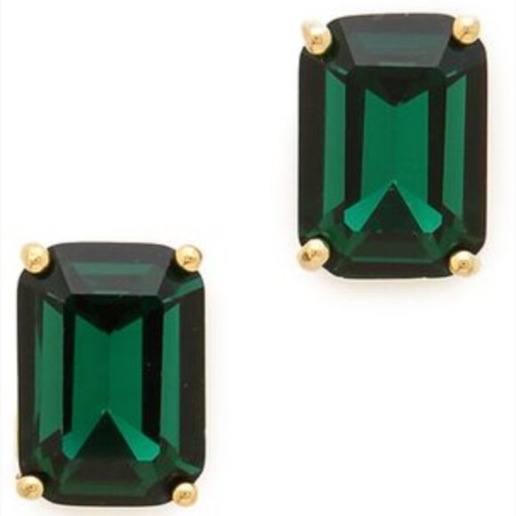 kate spade Jewelry - Kate Spade Emerald Cut Green Stud Earrings - Like New